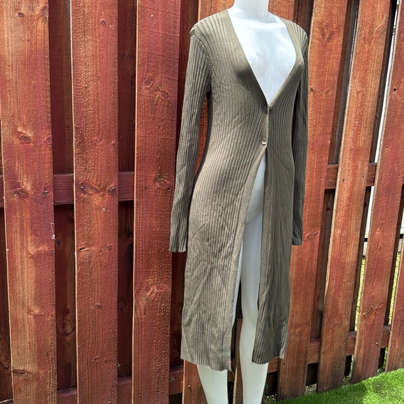 BCBGMaxAzria Ribbed Knit Cardigan in Olive Size XXS - Picture 2 of 9